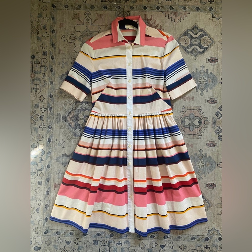 Kate Spade Dress Size 6 - Multicolor stripe collared button up dress